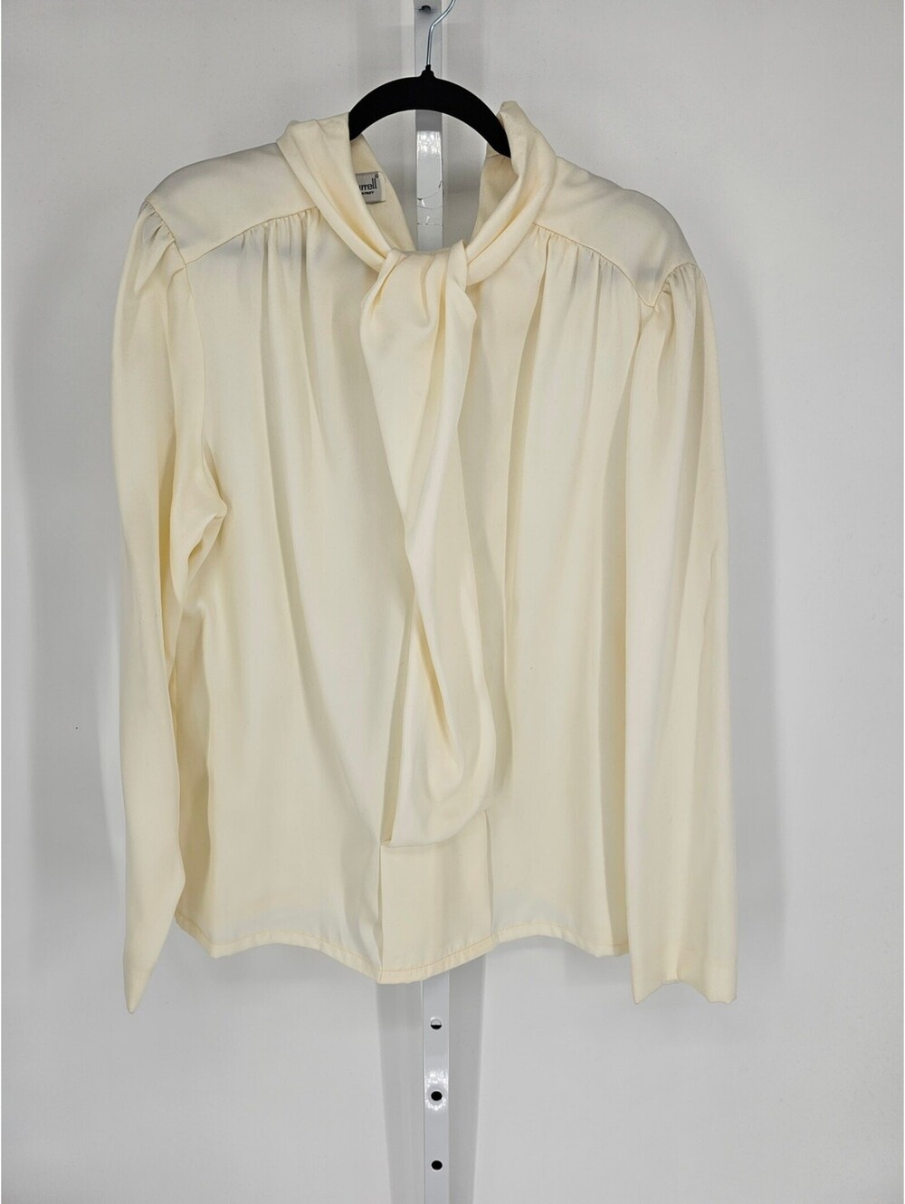 Jeanne Durrell Women's Cream Polyester Scarf Collar Pullover Long Sleeve Top XL